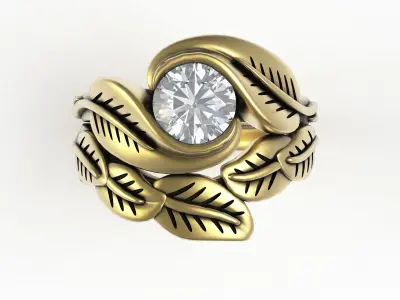 Antique Leaf Branch Wedding Ring 3D print model