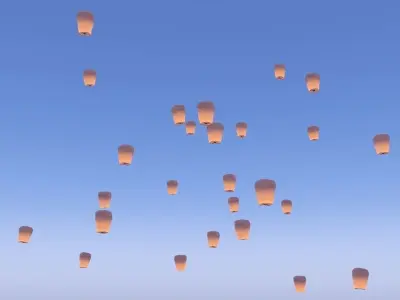Sky Lantern with Animation 3D model