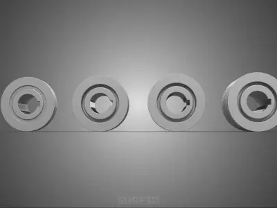 VARIOUS GROOVE PULLEY SHEAVE MULTI TRACK WHEEL DRIVE GEAR V BELT 3D model