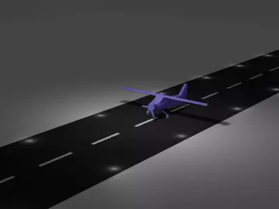 low poly aircraft plane flying on runway Free 3D model