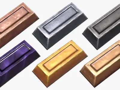 Stylized Ingots Pack Low-poly 3D model