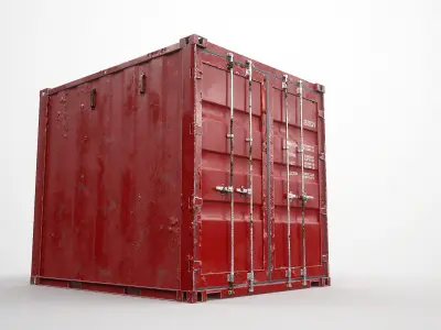  Intermodal Shipping Container 10-foot-long Red Aged 