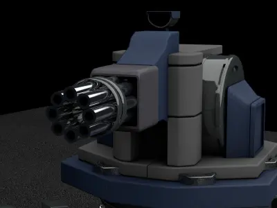 turret robot with machine gun Low-poly 3D model