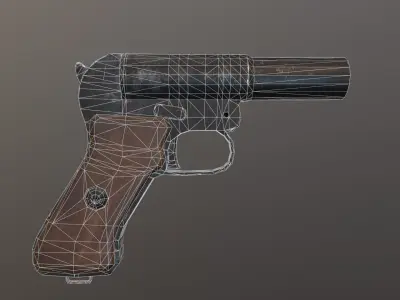 Soviet signal pistol - SPSh-43 Low-poly 3D model