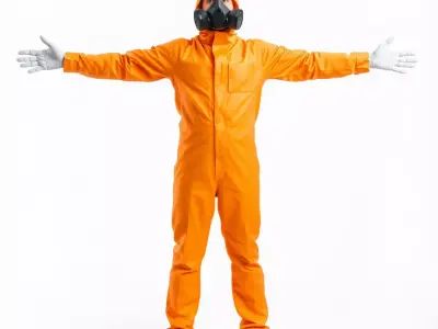 Bright Orange Hazmat Suit model pack Low-poly 3D model
