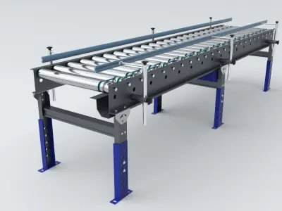 Roller Conveyor Adjustable and Rigged 3D model