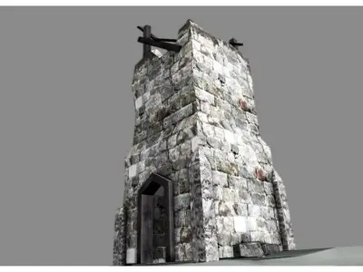 low poly ruined tower Low-poly 3D model