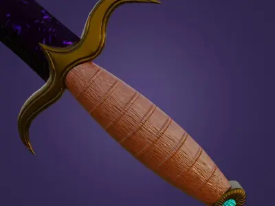 Obsidian dagger of darkness PBR Low-poly 3D model
