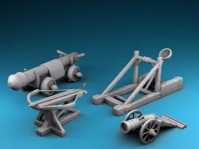Stylized decor of Middle Ages Siege weapons 3D print model