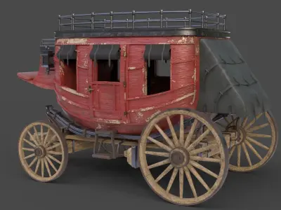 Stage Coach Wagon Low-poly 3D model
