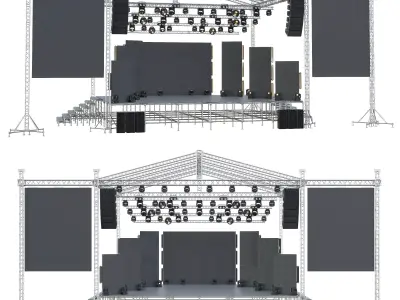 Prefabricated stage with equipment 2 3D model