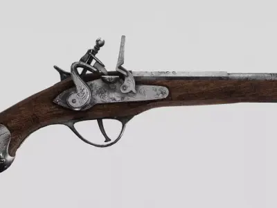 Flintlock Pistol Low-poly 3D model 2