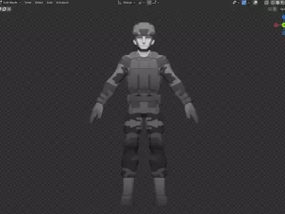 Low Poly Soldier with Rifle Military Army Character 3D Model Low-poly 3D model