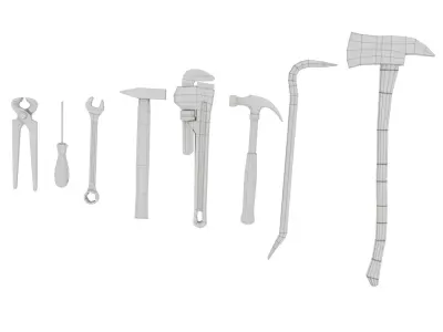 Workshop tools - Clean and dirty Low-poly 3D model