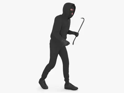Hooded Thief Figure Stealth Pose 3D model