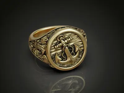 Anchor seagrass signet ring 3D print model