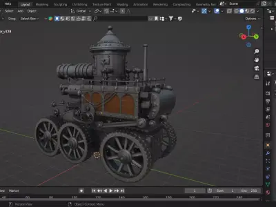 Steampunk Steam Engine tank 3D model