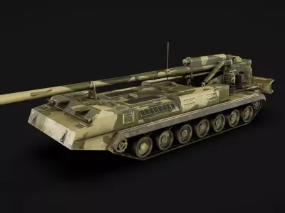 2S7 Pion Low-poly 3D model