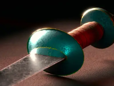 Low Poly Medieval Weapon Sword and Spear with Scabbard Low-poly 3D model