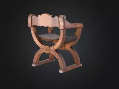 Antique Carved Chair Low-poly 3D model