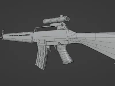 Retro Assault Rifle Low-poly 3D model
