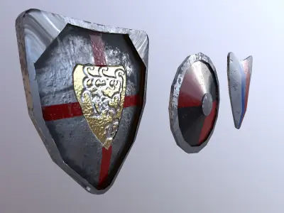 Low Poly Shileds three different shields Free low-poly 3D model
