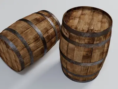 Wooden Barrels 3D model purchase