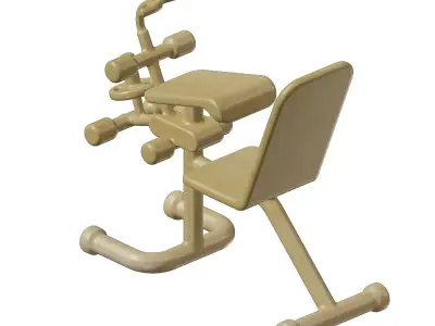 Wooden Gym Fitness Weight Bench Toy 3D model