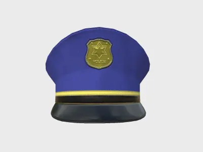 Police Cap 01 Blue- Military Character Design Fashion Low-poly 3D model