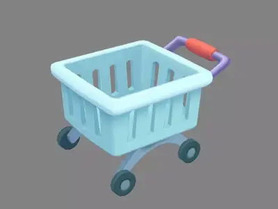 Cartoon shopping cart - B Low-poly 3D model