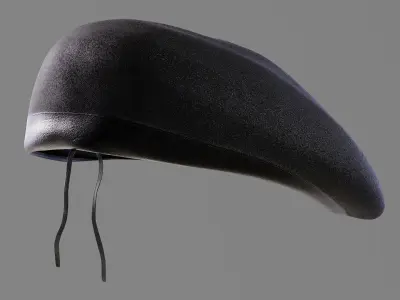 US Military Helmet hat Beret  Black  Low-poly 3D model