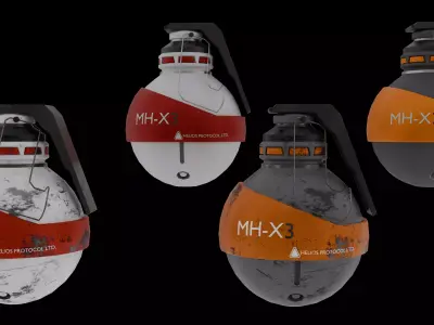 Sci-Fi Grenade Pack - 8 PBR Game Ready Asset Pack Low-poly 3D model