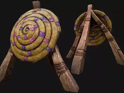Medieval Wooden Straw Dummy for Training  Fair Castle Props Low-poly 3D model