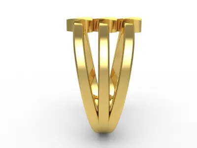 Antique Three Heart Triple Shank Engagement Ring 3D print model