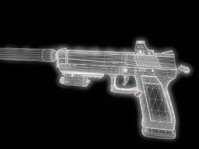 Pistol futuristic game ready Low-poly 3D model