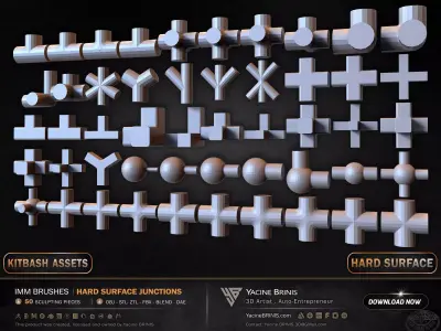 50 Hard Surface IMM Junctions Low-poly 3D model