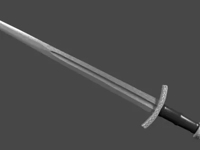 Excalibur sword with Caroling handle Low-poly 3D model