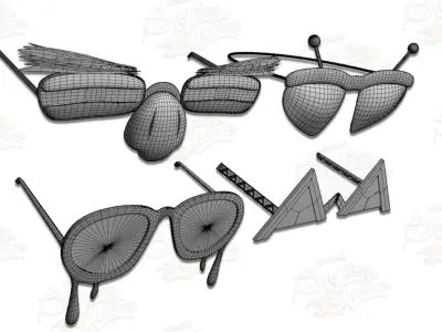 Stylish Glasses Pack Low-poly 3D model