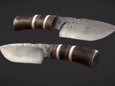 Hunter knife Low-poly 3D model