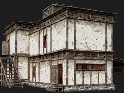 Old House Building 4K Textures GameReady 161 Low-poly 3D model