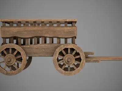 Wood Cart Low-poly 3D model purchase