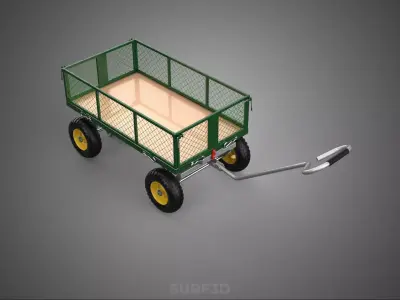 STEEL MESH TRAY GARDEN WHEELBARROW DUMP WAGON CART TROLLEY CARGO 3D model