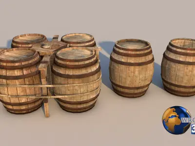 Medieval Barrel 3D Model Low-poly 3D model