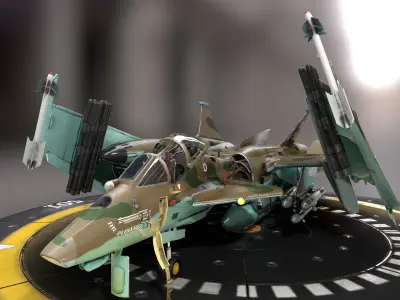 Boomerang ground attack airplane Low-poly 3D model