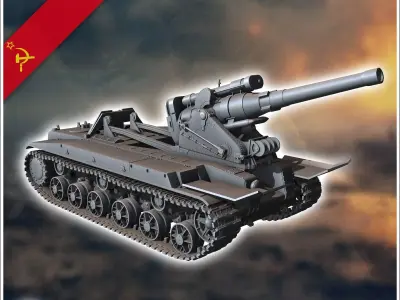 S-51 Self-Propelled Gun - Soviet army WW2 Second World East fron 3D print model