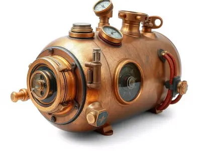 Steampunk Boiler Model Pack with Vintage Brass Finish Low-poly 3D model
