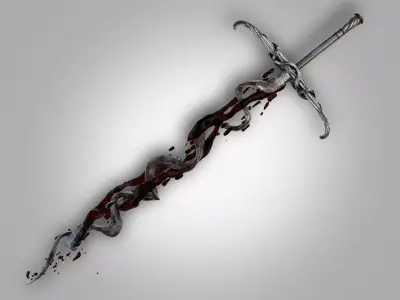 Distorted Bloody Sword Low-poly 3D model