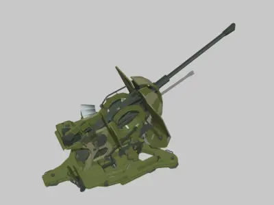 flak38 military machine gun Low-poly 3D model