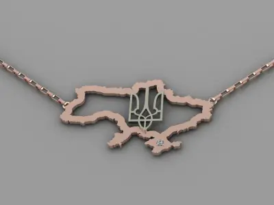 Ukraine map pendant p0020 3D print model
