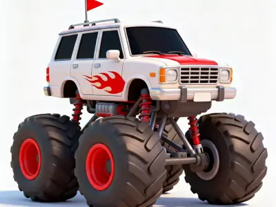 Turbo Toon Monster Truck 3D Model Low-poly 3D model